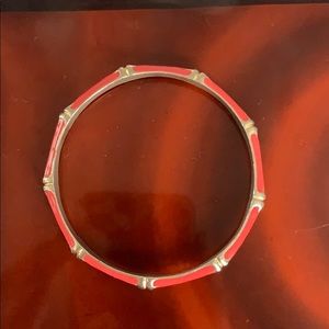 Gold/Pink Enamel Bamboo Bangle Bracelet by Fornash